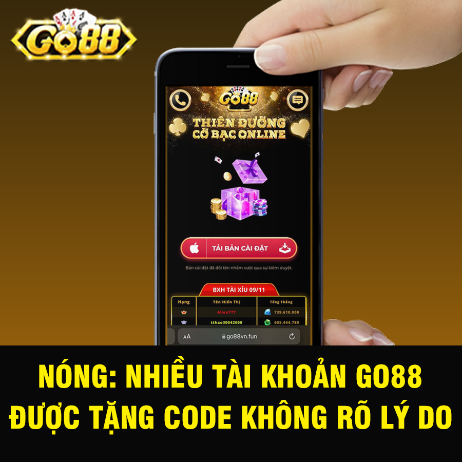Cổng game Go88 phát code tri ân tới người chơi